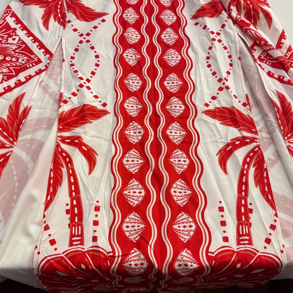 Cupshe Red and White Floral Swim Coverup - Picture 3 of 6